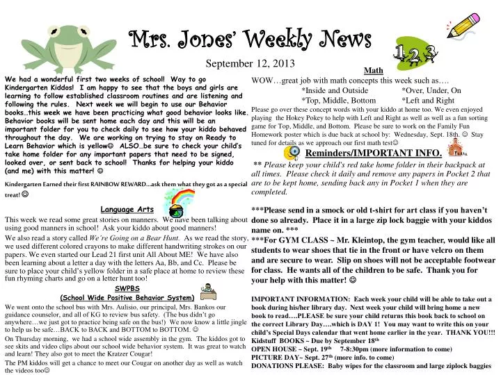 mrs jones weekly news september 12 2013