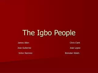 The Igbo People