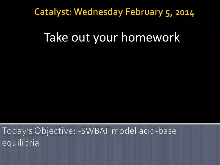 today s objective swbat model acid base equilibria