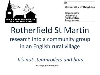 Rotherfield St Martin research into a community group in an English rural village
