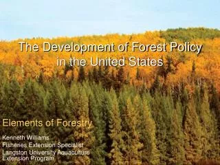 The Development of Forest Policy in the United States