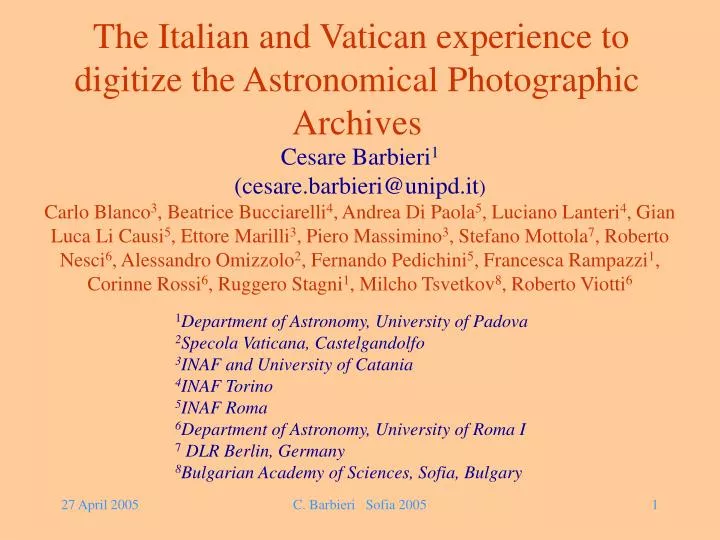 the italian and vatican experience to digitize the astronomical photographic archives