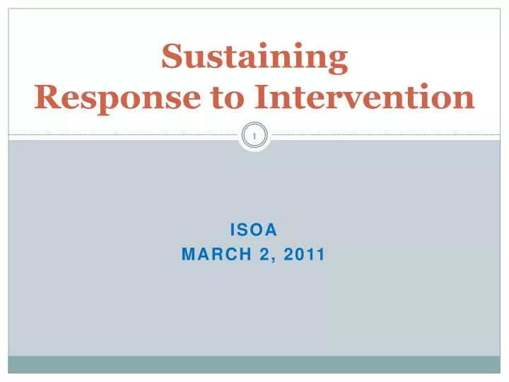 sustaining response to intervention