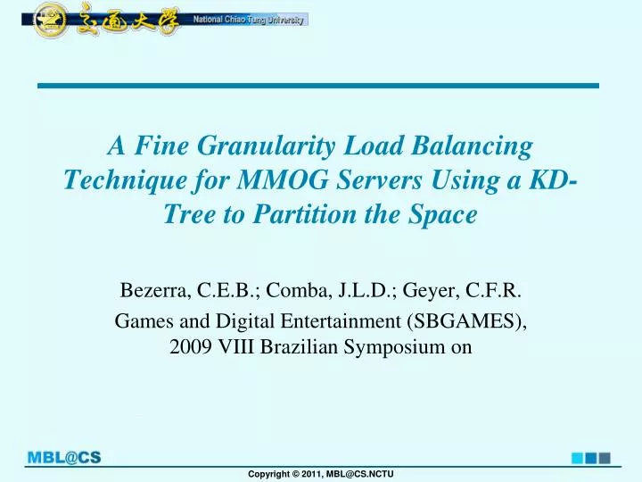 a fine granularity load balancing technique for mmog servers using a kd tree to partition the space