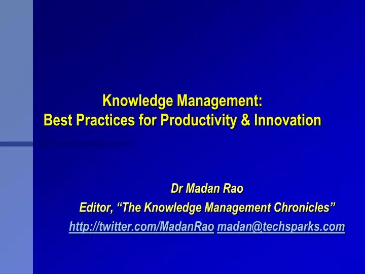 knowledge management best practices for productivity innovation