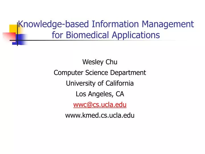 knowledge based information management for biomedical applications