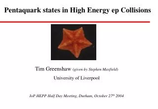 Pentaquark states in High Energy ep Collisions