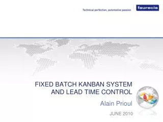 FIXED BATCH KANBAN SYSTEM AND LEAD TIME CONTROL