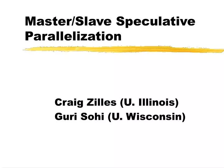 master slave speculative parallelization