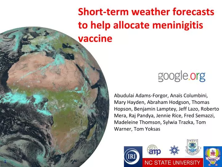 short term weather forecasts to help allocate meninigitis vaccine