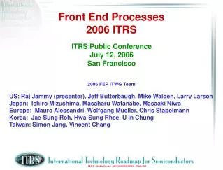 Front End Processes 2006 ITRS