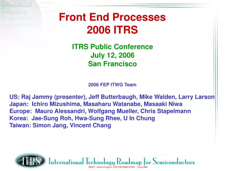 front end processes 2006 itrs