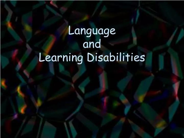 language and learning disabilities