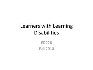 Learners with Learning Disabilities