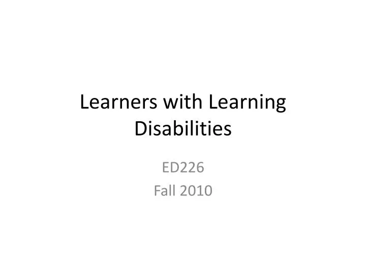 learners with learning disabilities