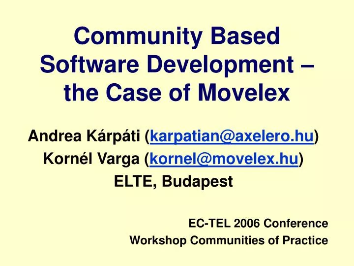 community based software development the case of movelex