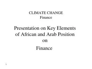 CLIMATE CHANGE Finance