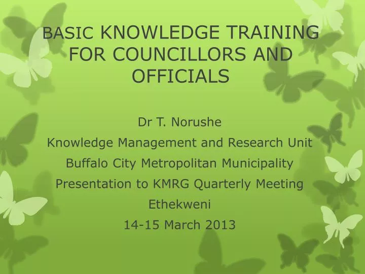 basic knowledge training for councillors and officials