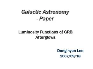 Galactic Astronomy - Paper