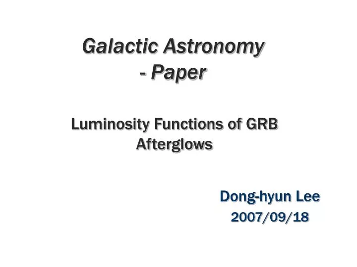 galactic astronomy paper