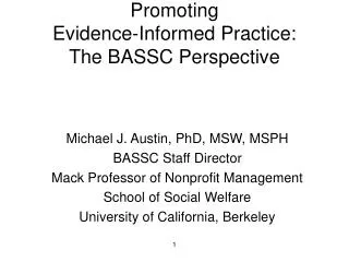 Promoting Evidence-Informed Practice: The BASSC Perspective