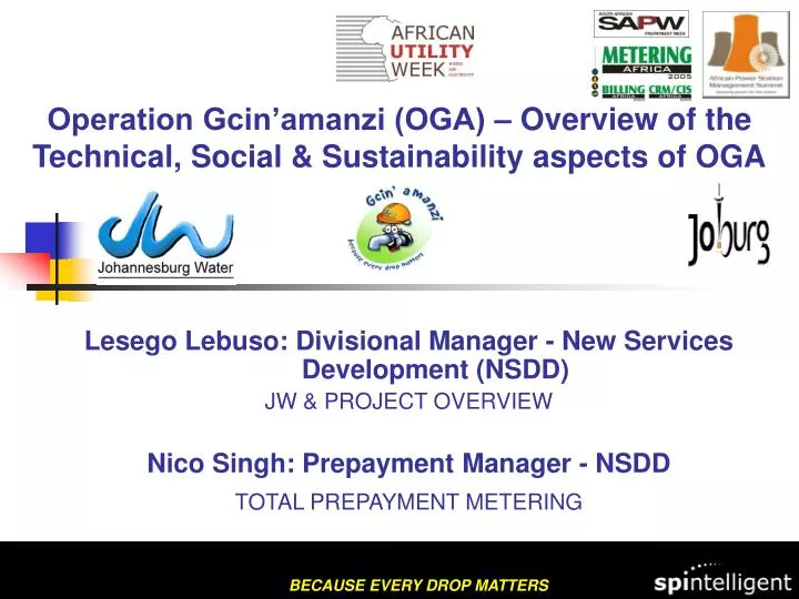 operation gcin amanzi oga overview of the technical social sustainability aspects of oga