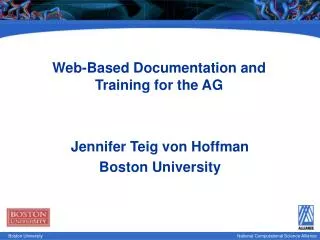 Web-Based Documentation and Training for the AG