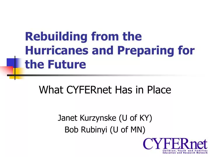 rebuilding from the hurricanes and preparing for the future