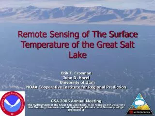 Remote Sensing of The Surface Temperature of the Great Salt Lake