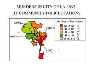 MURDERS IN CITY OF LA 1997, BY COMMUNITY POLICE STATIONS