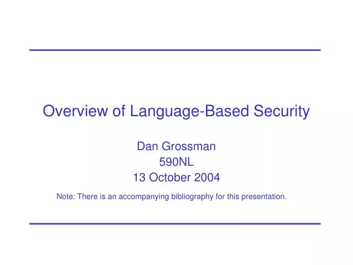 overview of language based security