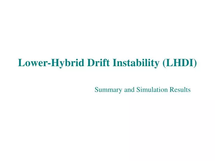 lower hybrid drift instability lhdi