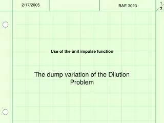 Use of the unit impulse function