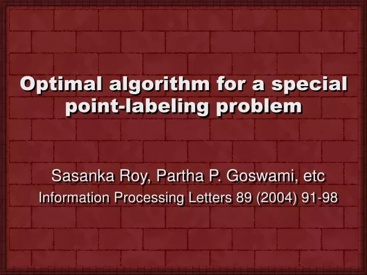 optimal algorithm for a special point labeling problem