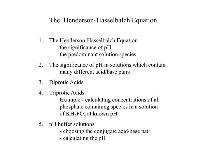 the henderson hasselbalch equation