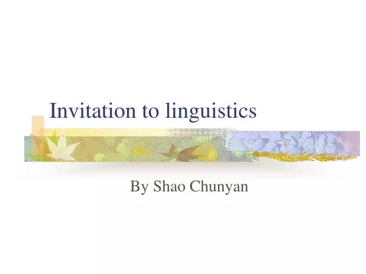 invitation to linguistics