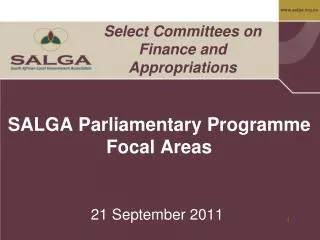 SALGA Parliamentary Programme Focal Areas