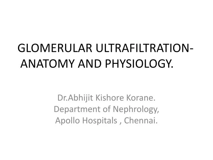 glomerular ultrafiltration anatomy and physiology