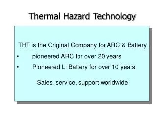 THT is the Original Company for ARC &amp; Battery 	pioneered ARC for over 20 years