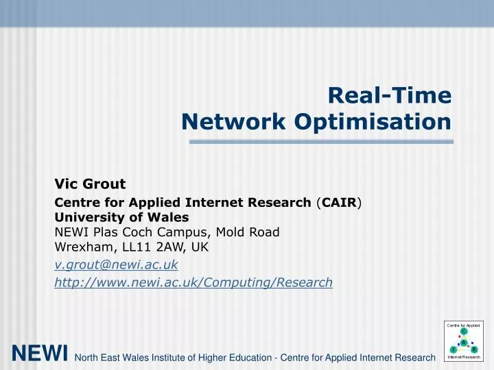 real time network optimisation
