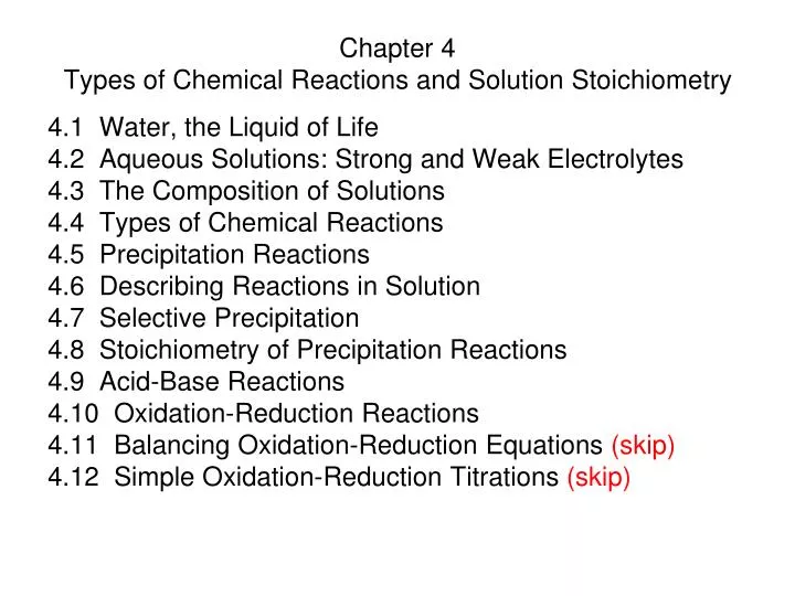 chapter 4 types of chemical reactions and solution stoichiometry