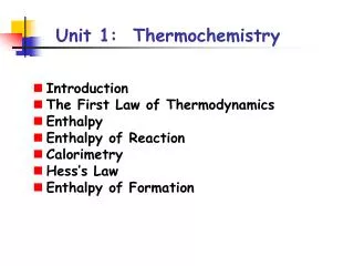 unit 1 thermochemistry