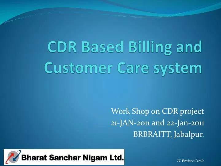cdr based billing and customer care system
