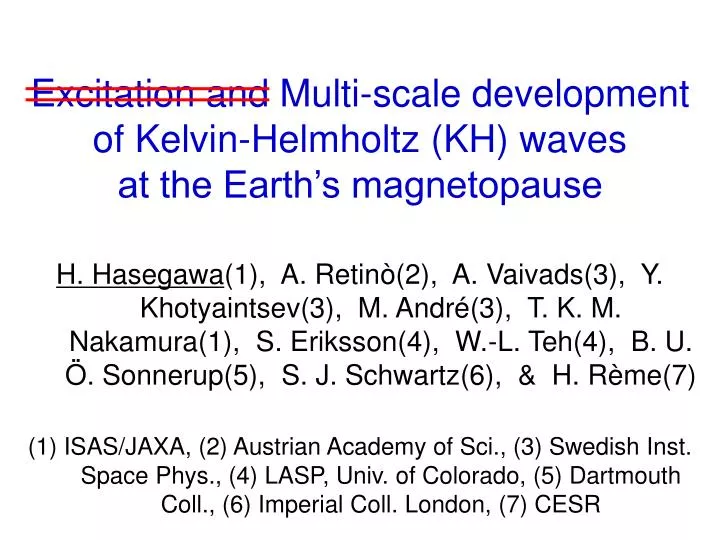 excitation and multi scale development of kelvin helmholtz kh waves at the earth s magnetopause