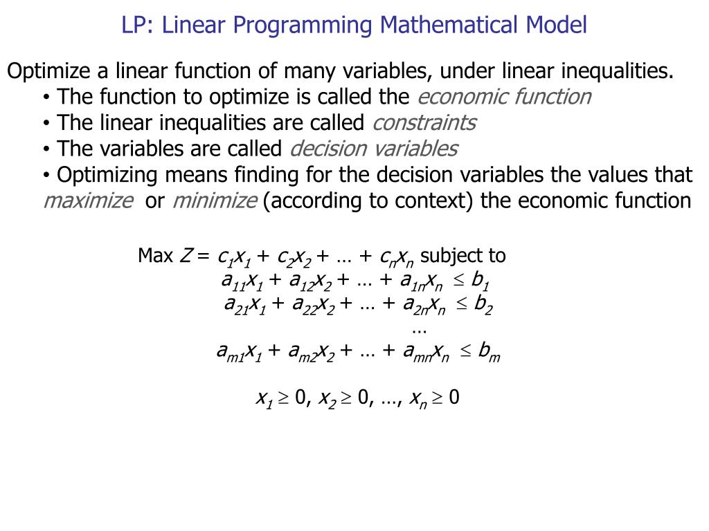PPT - LP: Linear Programming Mathematical Model PowerPoint Presentation ...