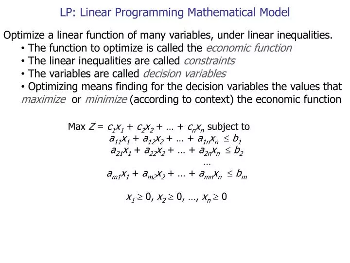 lp linear programming mathematical model