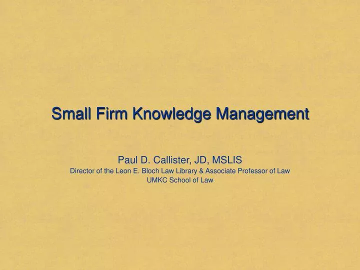 small firm knowledge management
