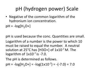 pH (hydrogen power) Scale