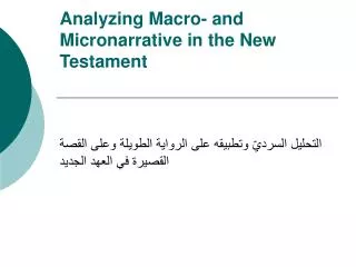 analyzing macro and micronarrative in the new testament
