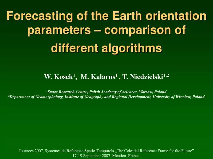 forecasting of the earth orientation parameters comparison of different algorithms